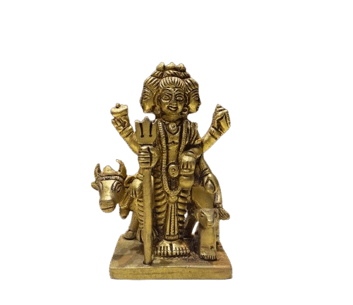 Brass Lord Dattatreya Idol with Cow
