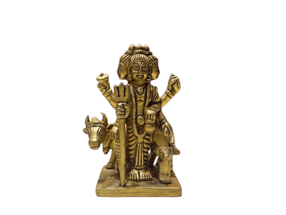 Brass Lord Dattatreya Idol with Cow