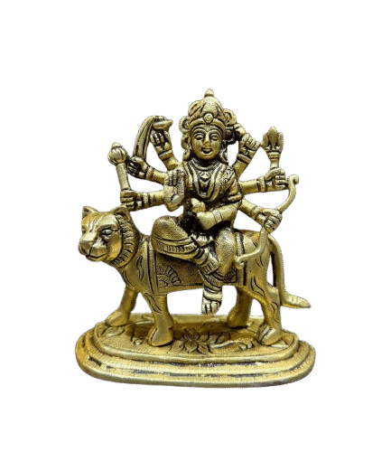 Brass Goddess Durga Idol on Lion