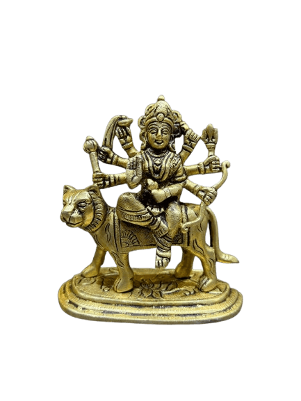 Brass Goddess Durga Idol on Lion