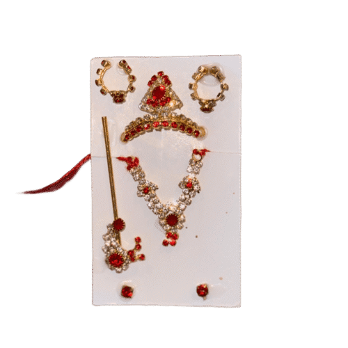 Laddu Gopal Red Stone Jewelry Set