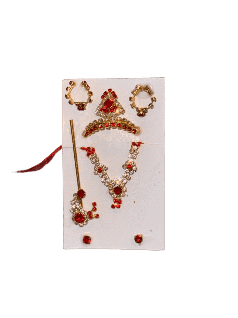 Laddu Gopal Red Stone Jewelry Set