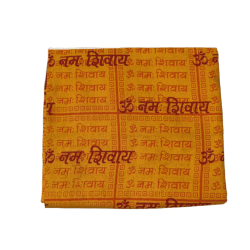 Om Namah Shivay Shawl – Orange Cotton for Shiv Pooja, Meditation & Daan