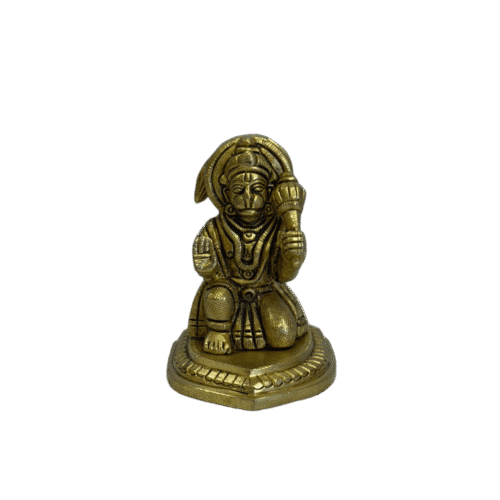 Hanuman Ji Brass Idol – Sitting Pose with Gada, 3", 300g