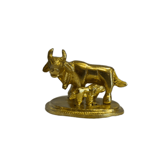 Brass Kamdhenu Cow with Calf – For Happiness, Health & Blessings at Home & Office