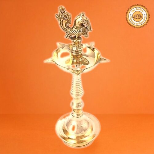 Rented Brass Samay with Peacock Top – 1 ft